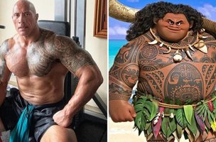 'Dwayne Johnson' ao lado de 'Maui' de ''Moana - Um Mar de Aventuras'' (Foto: Divulgação)